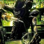 Xenomorph pouring a drink template