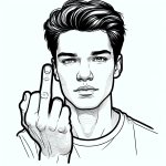 Dram a man and showing his middle fingre