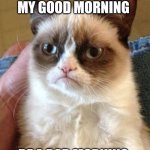 Grumpy Cat | I EVEN MAKE MY GOOD MORNING; BE A BAD MORNING | image tagged in memes,grumpy cat | made w/ Imgflip meme maker