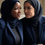 Jasmine Crockett and Alexandria Ocasio-Cortez in hijabs