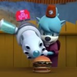 Gun pointed at a burger