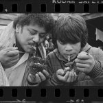 Maori eating kina