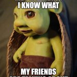 Baby Shrek | ME PRETENDING I KNOW WHAT; MY FRIENDS ARE TALKING ABOUT | image tagged in baby shrek | made w/ Imgflip meme maker