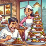 a person eating more than it can get, the other bringing in more