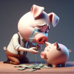 John Pork crying without money