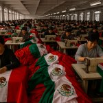 Chinese factory making Mexican flags