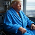 Donald Trump bathrobe wheelchair hospital dementia