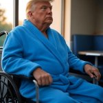 Donald Trump bathrobe wheelchair hospital dementia