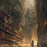 woman in vast library