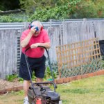 Sweaty Mowing the Lawn