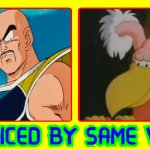 voiced by same voice actor | image tagged in voiced by same va,same voice actor,nappa,dragon ball z,american rabbit,vulture | made w/ Imgflip meme maker