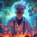 Mad scientist preparing stuff