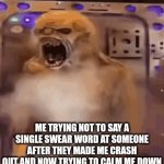 Idk | ME TRYING NOT TO SAY A SINGLE SWEAR WORD AT SOMEONE AFTER THEY MADE ME CRASH OUT AND NOW TRYING TO CALM ME DOWN | image tagged in gifs,funny,memes,relatable,funny memes,never gonna give you up | made w/ Imgflip video-to-gif maker