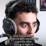 MONKEY | how i look at bro
while he gets mauled by
a gorilla after
trying to fight it | image tagged in martincitopants shocked | made w/ Imgflip meme maker