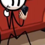 Henry Stickmin holding a phone template