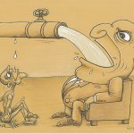 rich man drinks from pipe vs poor man