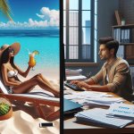 Woman in the Beach, Man in the office