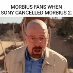 Honest Morbius reaction | MORBIUS FANS WHEN SONY CANCELLED MORBIUS 2: | image tagged in gifs,memes,funny,marvel,sony,morbius | made w/ Imgflip video-to-gif maker