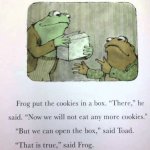 Frog put the cookies in a box