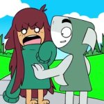 Shark guy gives girl a Belly rub. Girl is shocked.