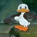 ducking pointing at himself