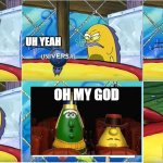 Kingstone has officially ruined VeggieTales with it's AI Garbage | YOU THINK THIS IS FUNNY; UH YEAH; WELL THEN EXPLAIN THIS; OH MY GOD; WHAT IT'S JUST AN ORDINARY VEGGIE; KINGSTONE | image tagged in what it's just an ordinary krabby oh my goodness,spongebob,memes,veggietales,universal,ai sucks | made w/ Imgflip meme maker