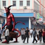 Satan roaming the earth, walking about in it, seeking people