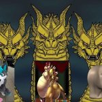 Hahaha | image tagged in three-headed serious dragon | made w/ Imgflip meme maker