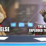Tiktok trends am I right? | THE KID WHO JUST EXPLODED THEIR CHROMEBOOK; EVERYONE ELSE | image tagged in talking tom falling | made w/ Imgflip meme maker