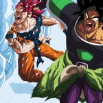 Broly throws goku