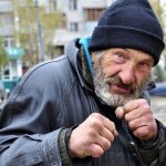 Russian Homeless guy boxing
