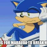 Me Waiting for Marauda to break his silence | ME WAITING FOR MARAUDA TO BREAK HIS SILENCE | image tagged in impatient sonic - sonic x,dubstep,memes | made w/ Imgflip meme maker