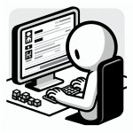 A stickman using a computer