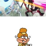 ryuko and satsuki fighting while noise doise not give a shit