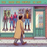 a guy walking to the shop called "the shop for people in life" a template