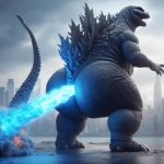 Godzilla pooping a lazer