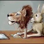 A rabbit with lions mask
