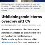 tbildnings- och integrationsminister Simona Mohamsson
