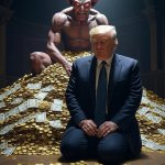 Donald Trump worshiping Satan and money mammon