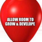 Allow room to grow and develope | ALLOW ROOM TO GROW & DEVELOPE | image tagged in balloon,growth | made w/ Imgflip meme maker