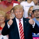 Trump two thumbs up smug