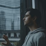 Guy looking at window