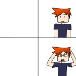 MC with and without glasses meme