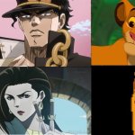 jojo's simba meme | image tagged in happy suicide simba,jojo's bizarre adventure,lion king,crossover,funny memes,bizarre | made w/ Imgflip meme maker