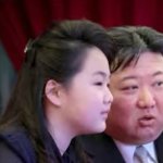 Kim Ju Ae and Kim Jong Un looking at things meme