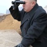 Kim Jong Un looking at stuff through a pair of binoculars | I AM SAD; LOOK AT THAT MCDONALD’S ACROSS THE STREET! | image tagged in kim jong un looking at stuff through a pair of binoculars,kim jong un,kim jong un looking at things,mcdonald's,north korea | made w/ Imgflip meme maker