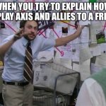 Charlie Conspiracy (Always Sunny in Philidelphia) | WHEN YOU TRY TO EXPLAIN HOW TO PLAY AXIS AND ALLIES TO A FRIEND | image tagged in charlie conspiracy always sunny in philidelphia | made w/ Imgflip meme maker
