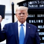 Trump holding Bible at church