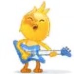 Chick playing on guitar GIF Template