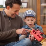 Father and son train
